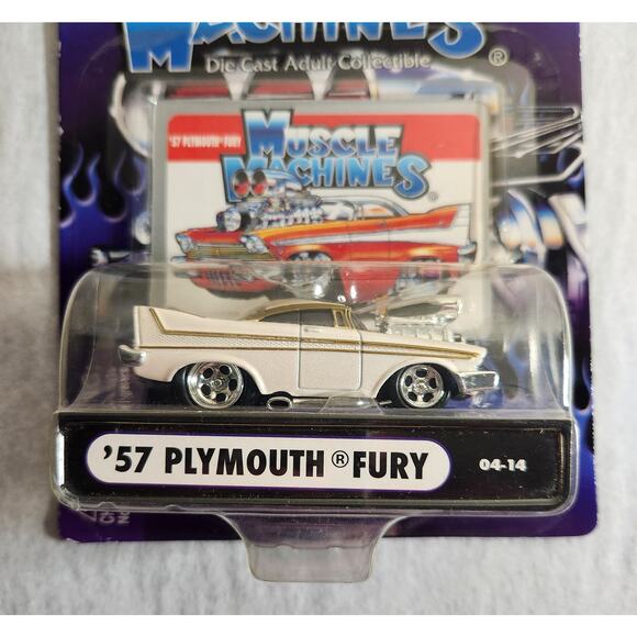 Muscle Machines '57 Plymouth Fury 04-14 White 1:64 Scale 2004 New Sealed - Picture 2 of 7